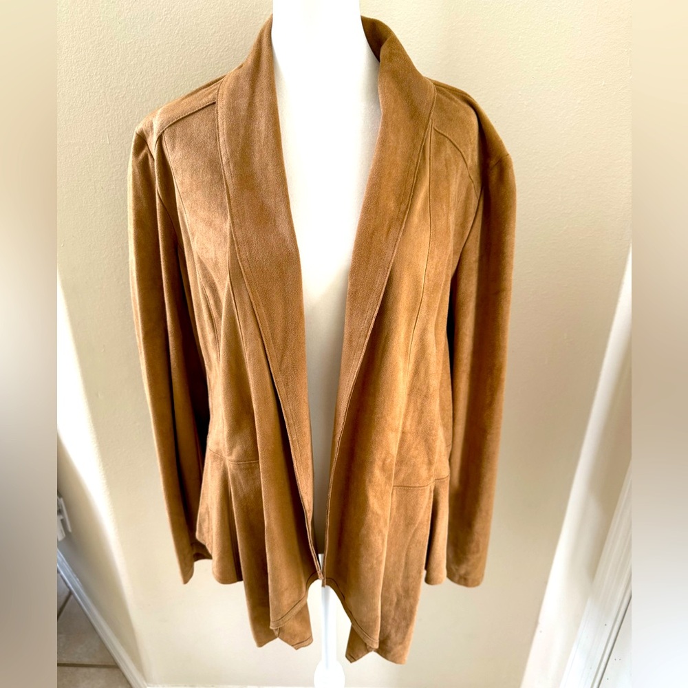 NWT - INC International Concepts Faux Suede
Jacket Draped Front Camel Size XL